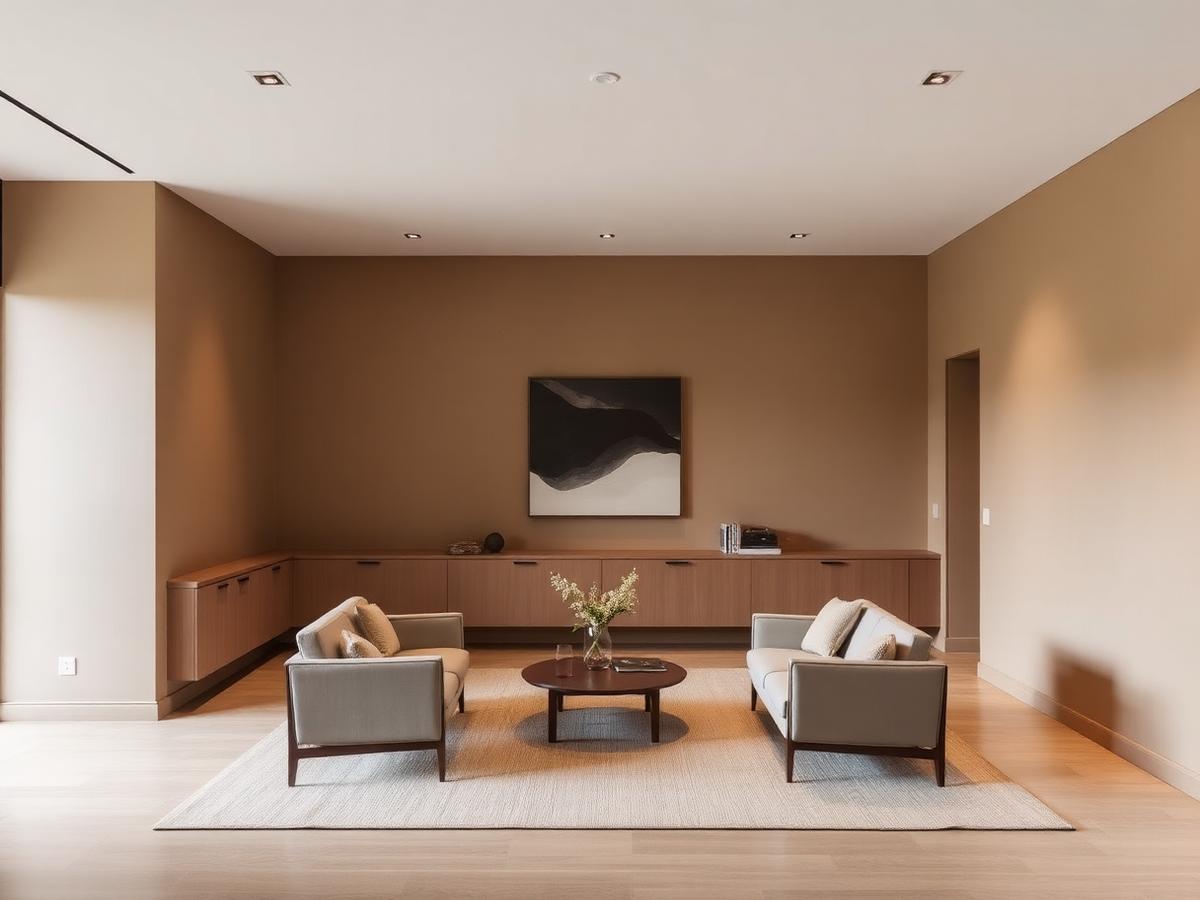 A calm workplace interior with timber detailing and quiet natural light